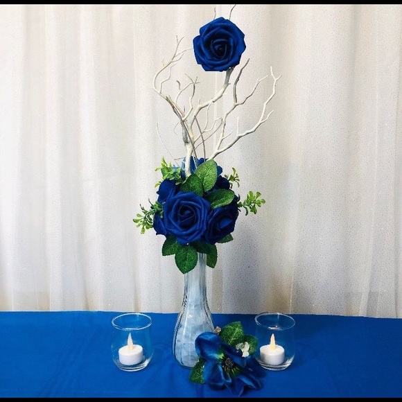 Set 4 PCS. Royal Blue Rose and Branches Centerpieces